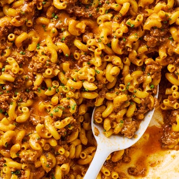 High Protein Hamburger Helper high protein hamburger helper in a pan
