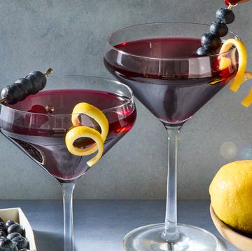 Lemon-Blueberry Martini lemon blueberry martini with a blueberry garnish and lemon twist