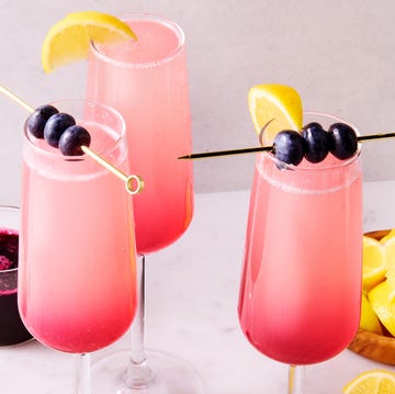 Blueberry Lemosas lemonade mimosas with blueberries