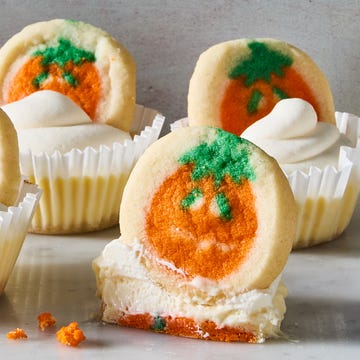 Mini Pillsbury Cookie Cheesecakes pumpkin pillsbury sugar cookies topped with mini cheesecakes