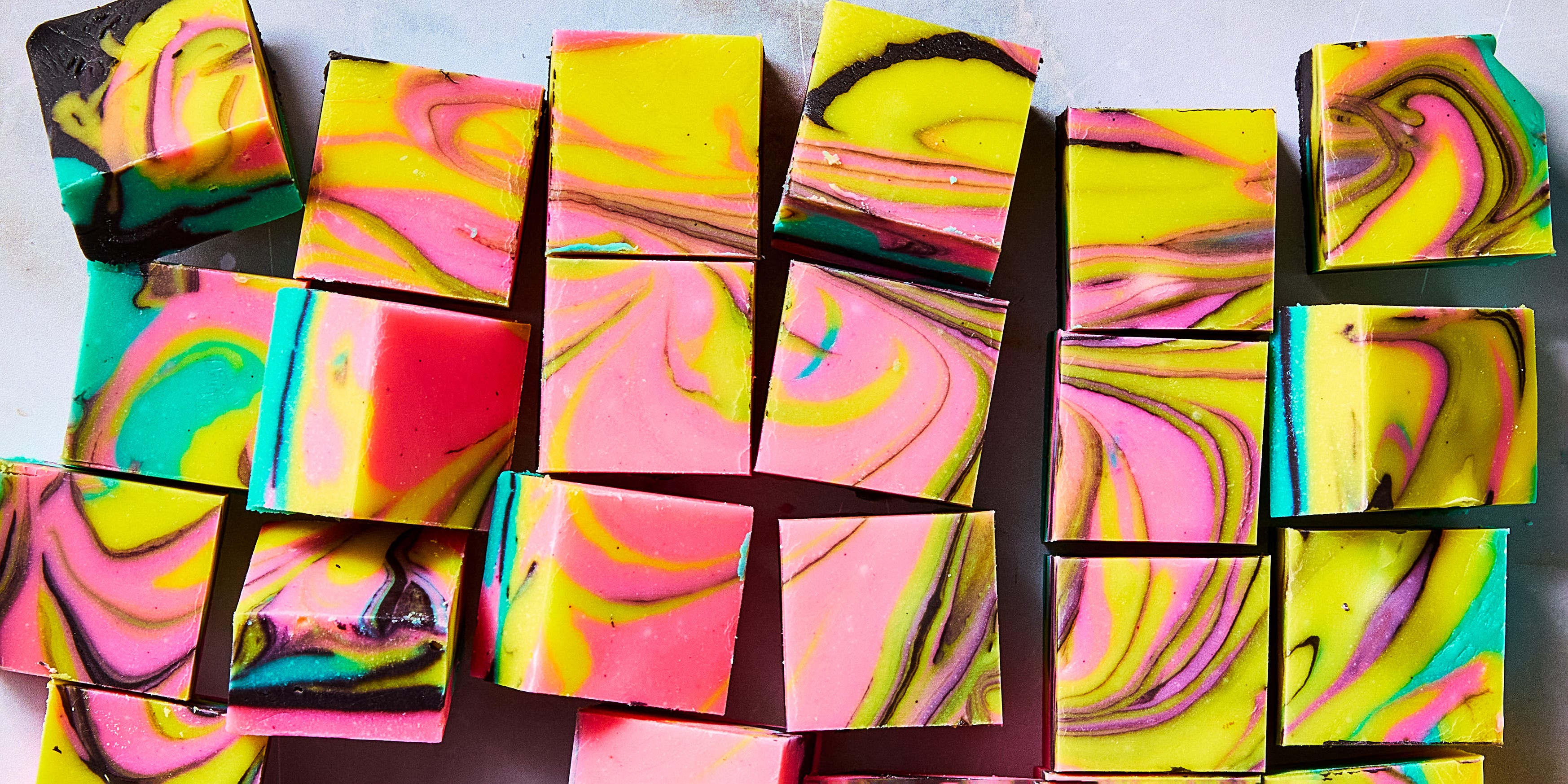 rainbow swirled fudge