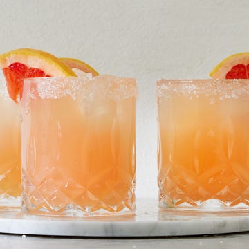 Paloma Cocktail paloma cocktail with a salt rim and grapefruit garnish