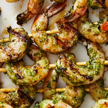 Pesto Shrimp Skewers shrimp skewers with pesto