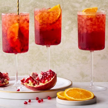 Pomegranate Sbagliato pomegranate spritz topped with champagne