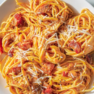 Pumpkin Carbonara carbonara with pumpkin puree and bacon