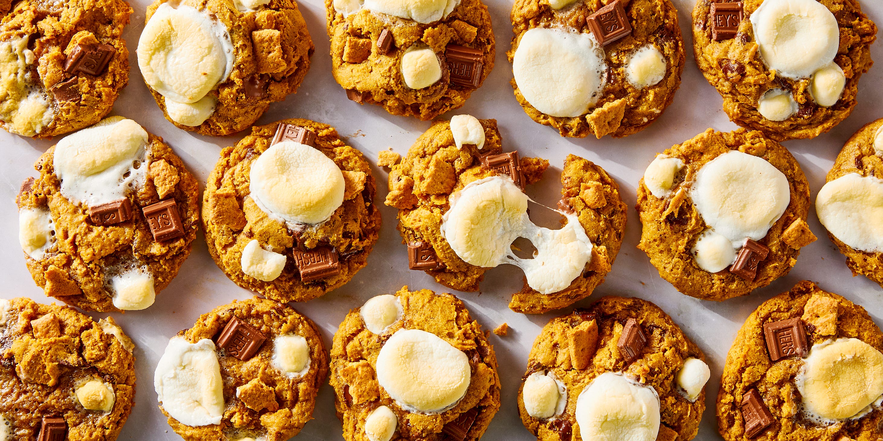Pumpkin S'mores Cookies cookies with pumpkin topped with toasted marshmallows