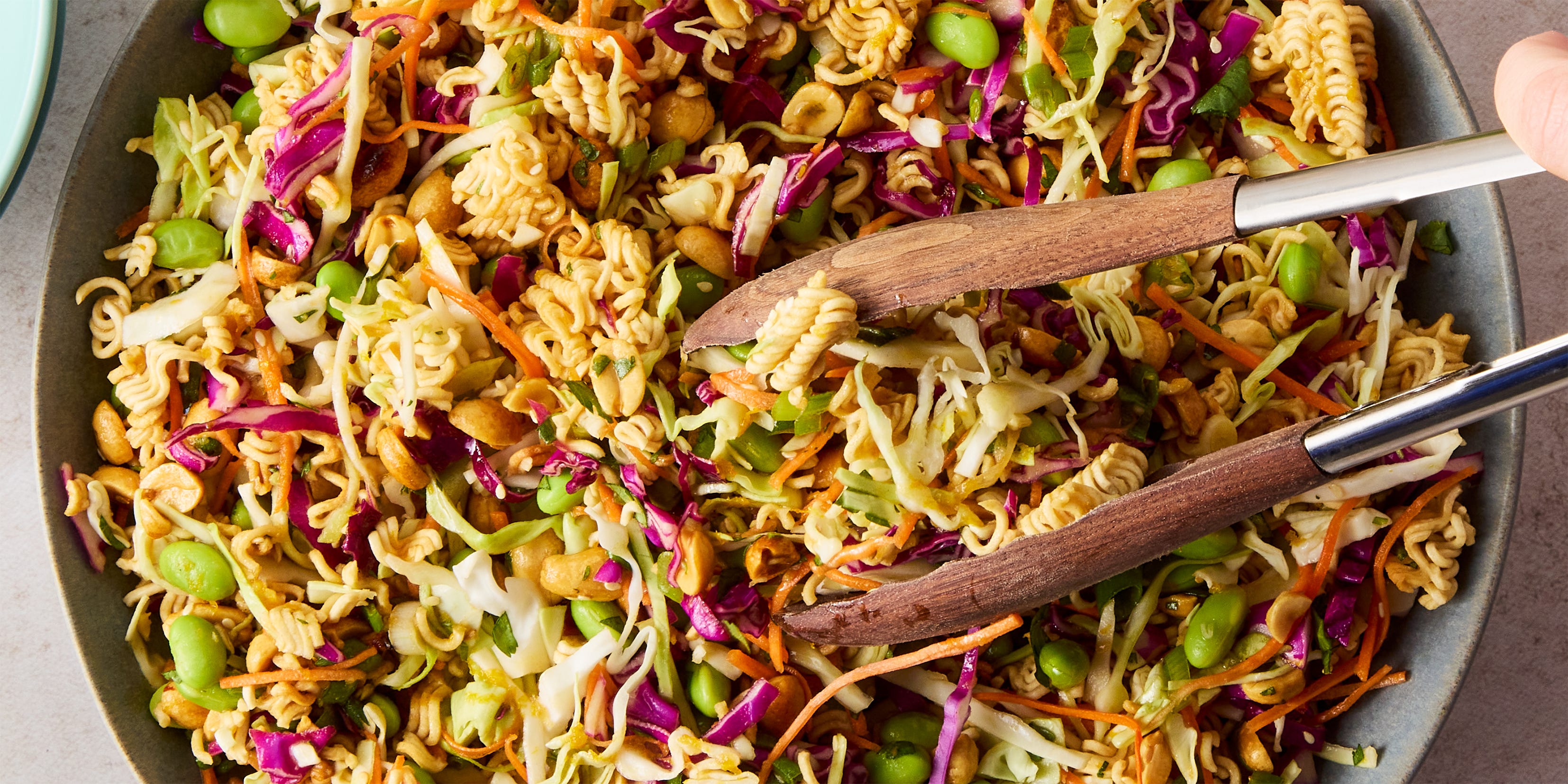 Ramen Noodle Salad ramen noodle salad with edamame, purple cabbage, and peanuts