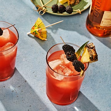 Rum Runner rum runner garnished with blackberries and pineapple