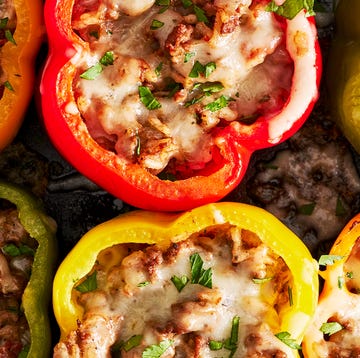 Stuffed Peppers colorful stuffed peppers with ground beef and tomato rice