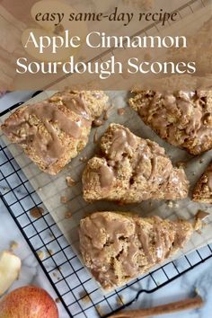 an apple cinnamon scones on a cooling rack