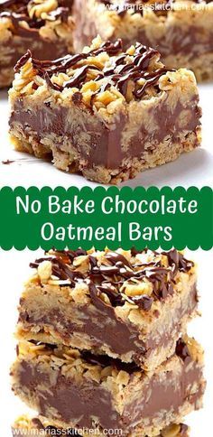 Chocolate Oatmeal Bars, No Bake Oatmeal Bars, Oatmeal Bars Recipes, Chocolate Oatmeal Cookies, Dessert Bar Recipe, Chocolate Oatmeal, Oatmeal Bars, No Bake Bars, Cookie Bar Recipes