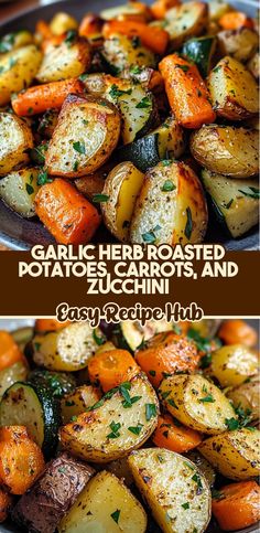 garlic herb roasted potatoes, carrots and eggplant