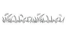 grass and flowers line up against a white background