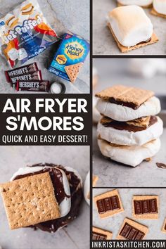 an image of air fryer s'mores collage