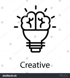 the light bulb with two braines inside it and the word creative written in black