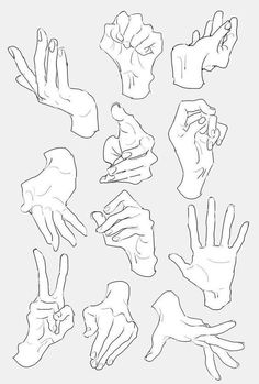 hand gestures drawn in black and white