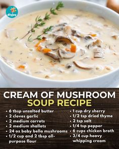 the recipe for cream of mushroom soup is shown