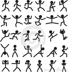 various stick figures running and jumping