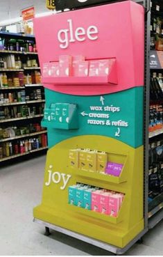 a grocery store display in the middle of aisle