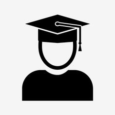 a black and white silhouette of a person wearing a graduation cap with a tassel