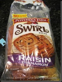 a bag of swirl bread sitting on top of a counter