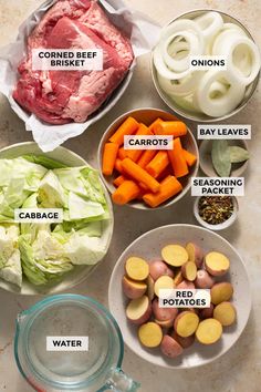 the ingredients for this recipe include carrots, lettuce, cabbage, and meat