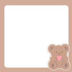 a brown teddy bear sitting on top of a white board with a heart in it's mouth