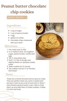 a recipe for peanut butter chocolate chip cookies