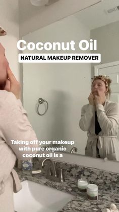Estheticians recommend adding an oil based makeup remover to your routine, especially when removing makeup on and around your eyes. Most other makeup removers leave you feeling dry! We found that using organic virgin coconut oil is a GREAT SWAP for the natural hydrating, nutritional, and ethical benefits.

Try it out to keep your skin looking young!

All you’ll need is:

1. JAR OF COCONUT OIL (Organic, Virgin, and Unrefined is best!)

2. REUSABLE MAKEUP PADS

—>Scoop out a teaspon of coconut oil on your fingers or reusable makeup pad.

—>Lightly massage the oil into your skin, moving in circular motions.

—>Repeat this process a few times until all the makeup is off.

—>TIP: Avoid pimples or acne prone areas to avoid clogging your pores.

—>Always follow-up with a cleanser to thoroughly Natural Makeup Cleanser, Natural Makeup Remover Coconut Oil, Natural Makeup Remover Options, Best Natural Makeup Remover, Coconut Oil To Remove Makeup, Diy Coconut Oil Makeup Remover, All Natural Makeup Remover, How To Remove Makeup With Coconut Oil, Non Toxic Makeup Remover