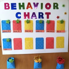 Behavior Chart I made with popsicle  sticks and stars! Classroom Behavior Chart Ideas, Classroom Management Tips, Colorful Classroom Behavior Chart, Colorful Student Reward System, How To Implement Behavior Charts, Star Student Chart For Classroom, Good Behavior Chart Ideas, Behaviour Chart For Preschool, Good Behavior Chart For Kids At School