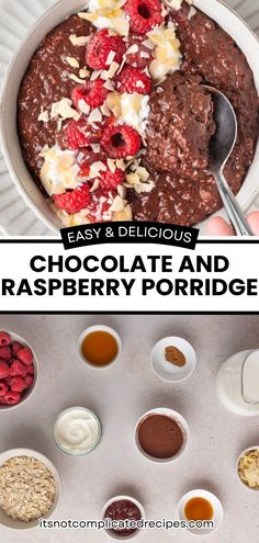 chocolate and raspberry porridge recipe in a bowl