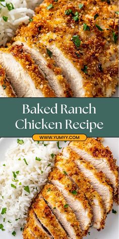 Make dinner a breeze with this easy Baked Ranch Chicken recipe! Juicy chicken breasts are coated in creamy mayo, ranch seasoning, crunchy breadcrumbs, and parmesan for a crispy, flavorful coating everyone will love. Ready in under an hour! Ranch Chicken With Mayo, Easy Ranch Chicken Recipes, Ranch Chicken Recipe, Ranch Chicken Breast Oven, Baked Parmesan Ranch Chicken Breast, Oven Ranch Chicken, Baked Chicken With Ranch Seasoning, Oven Baked Ranch Chicken, Ranch Chicken Breast Recipes