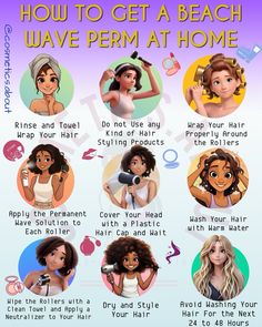 Makeup Tips & Hints | 💄How to Get a Beach Wave Perm at Home ®️Created by Cosmetics.about 🚹 Please give credit before sharing. #cosmetic #cosmetics #mascara... | Instagram How To Do A Wavy Perm, How To Perm Your Own Hair, What Type Of Perm Should I Get, What Perm Should I Get, How To Perm Hair At Home, How To Perm Your Hair At Home, How To Do A Perm At Home, How To Get A Perm, Perm At Home