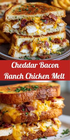 cheddar bacon ranch chicken melt grilled cheese sandwich