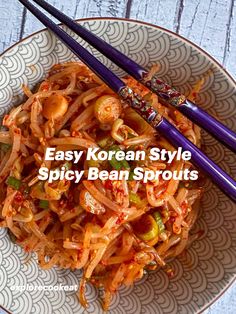 Easy Korean Dinner Ideas, How To Make Korean Bean Sprouts, Korean Side Dish Recipe, Korean Spicy Bean Sprouts, Spicy Bean Sprouts Dish, Sprouted Mung Beans, Korean Side Dishes Vegetables, Bean Sprout Salad Recipes, Recipes With Bean Sprouts