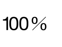 the word 100 % is written in black and white with an arrow pointing to it