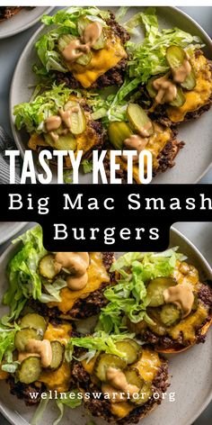 tasty keto big mac smash burgers with lettuce and cheese on top