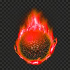 a fireball with red and yellow flames on it