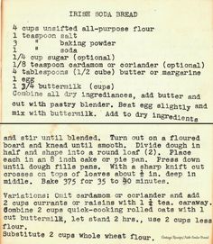 an old recipe is shown in black and white