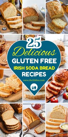 25 delicious gluten - free irish soda breads are featured in this collage