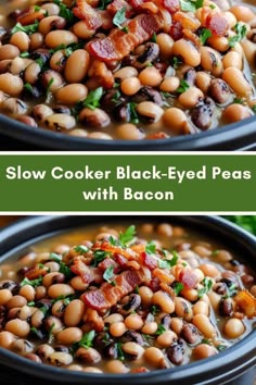 slow cooker black - eyed peas with bacon is an easy and delicious side dish