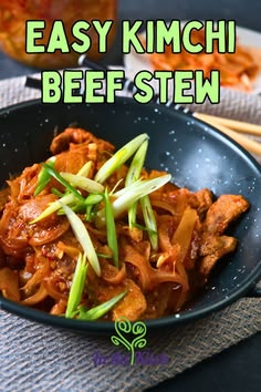 Easy Kimchi Beef Stew - In the Kitch Kimchi Stew Recipe Easy, Kimchi Beef Stew Dish, Simple Kimchi Stew, Kimchi Beef, Korean Beef And Kimchi Stew, Stew With Kimchi, Easy Kimchi Stew, Kimchee Stew, Traditional Beef Kimchi Dish