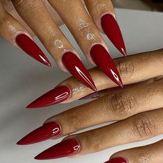 #acrylic #acrylicnaildesigns #naildesign #nailtechnician #acrylics #acrylicsigns Red Nail Stiletto, Stilleto Red Nails, Red Acrylic Nails Stiletto, Wine Stiletto Nails, Maroon Stiletto Nails, Red Stiletto Nails Short, Red Stiletto Nails Designs Classy, Hot Red Nails, Red Stilleto Acrylics Designs