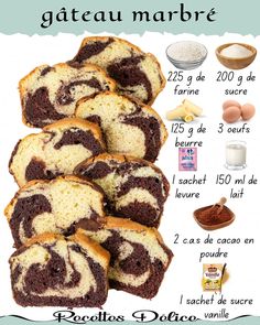the poster shows how to make chocolate marble bundts with eggs and other ingredients