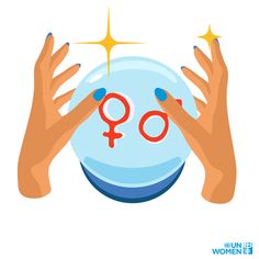 two hands holding a crystal ball with the word women's day written on it