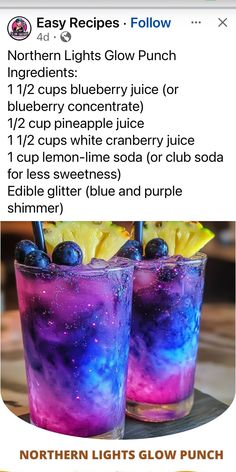 two glasses filled with blueberries and ice cream