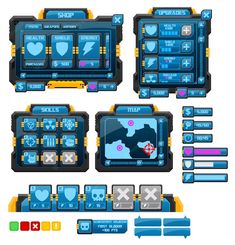 an image of a set of buttons and controls for a computer game or video game