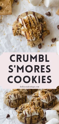 crumbl s'mores cookies with chocolate chips and marshmallows