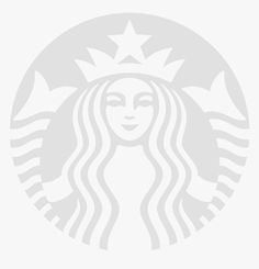 the starbucks logo is shown in white and has a star on it's head
