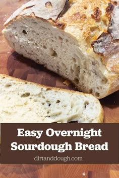 an easy overnight sourdough bread is cut in half